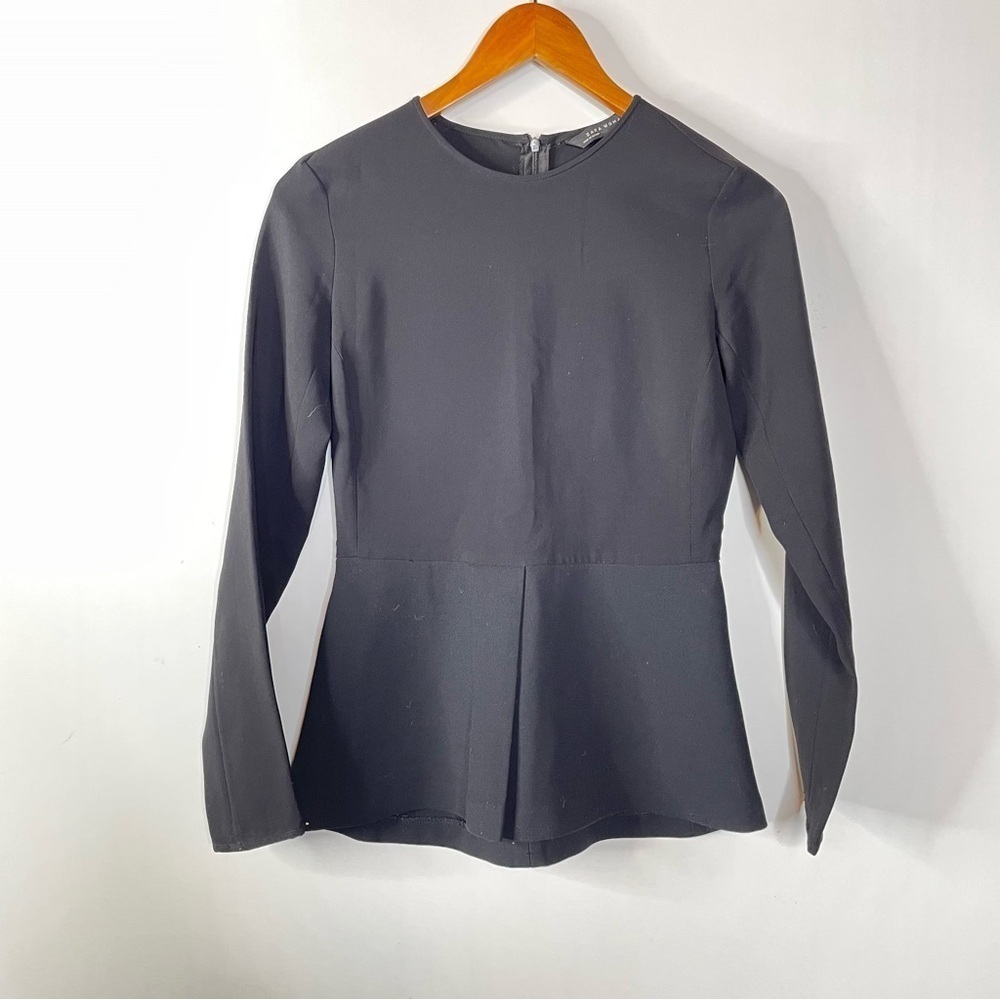 Zara Structured Black Long Sleeve Blouse Size Xsmall